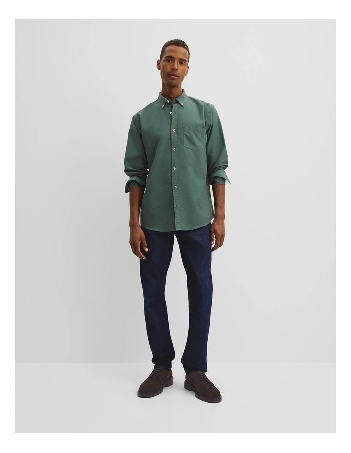 Regular Fit Australian Good Earth Cotton Oxford Shirt in Cypress image 3