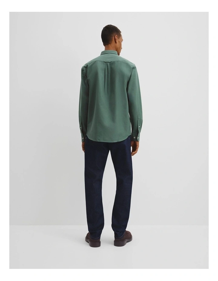 Regular Fit Australian Good Earth Cotton Oxford Shirt in Cypress image 4