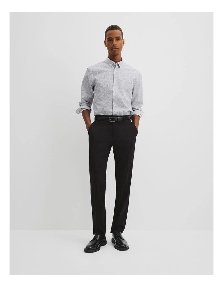 Slim Fit Print Cotton Shirt in White image 3