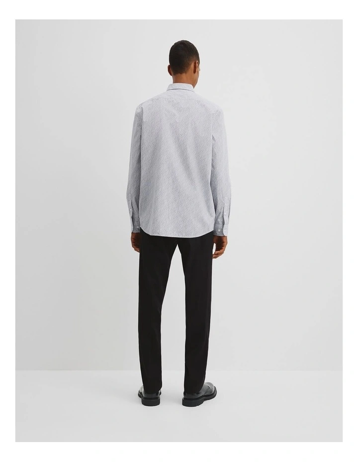 Slim Fit Print Cotton Shirt in White image 4