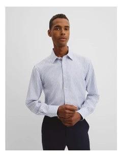 Regular Fit Stripe Travel Shirt in Blue Multi