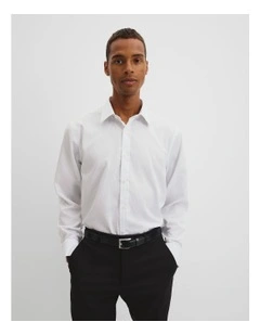 Regular Fit Stripe Travel Shirt in White
