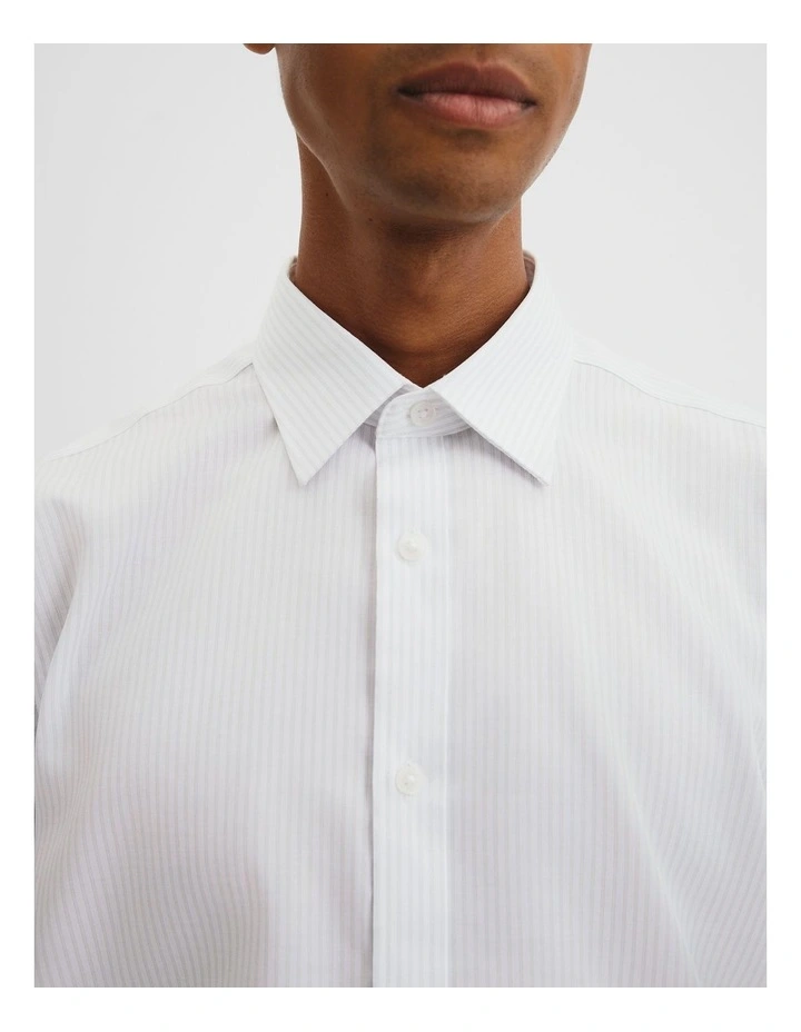 Regular Fit Stripe Travel Shirt in White image 2