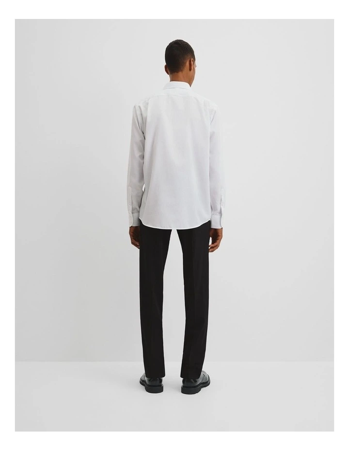 Regular Fit Stripe Travel Shirt in White image 4
