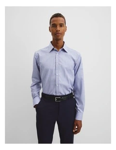 Regular Fit Check Travel Shirt in Navy Multi