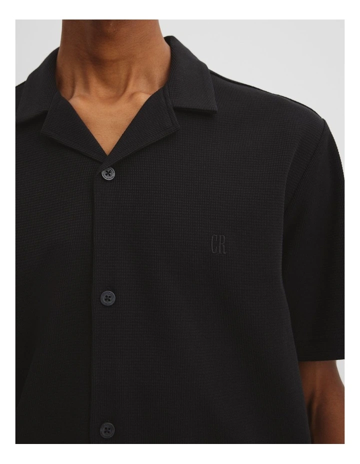 Short Sleeve Australian Cotton Textured Shirt in Black image 2