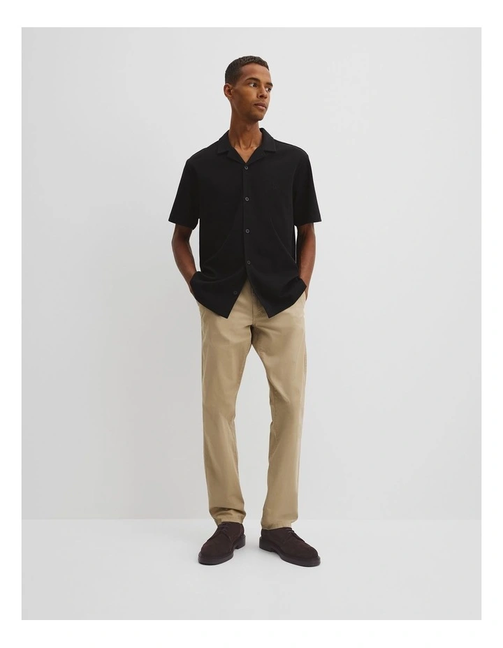 Short Sleeve Australian Cotton Textured Shirt in Black image 3