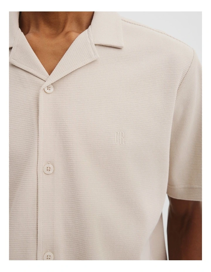 Short Sleeve Australian Cotton Textured Shirt in Pumice image 2