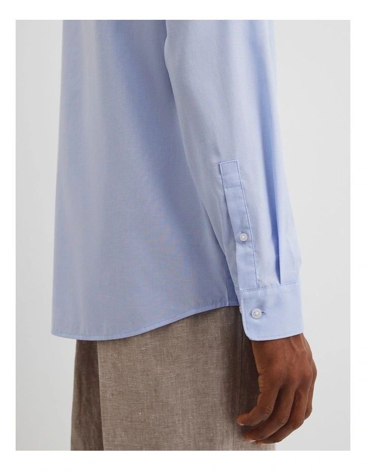 Slim Fit Textured Houndstooth Shirt in Pale Blue image 2