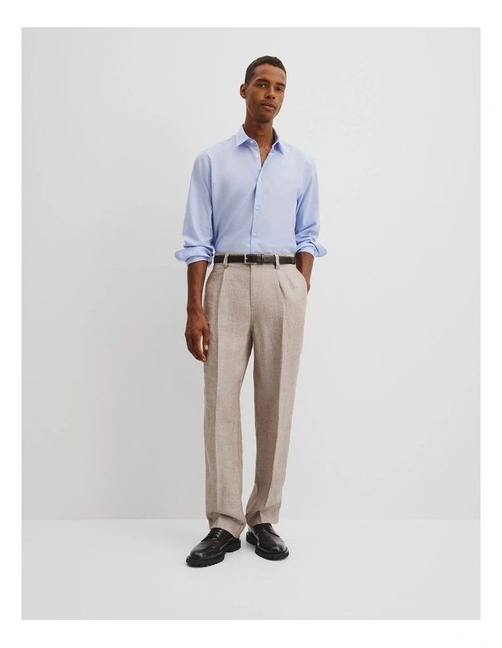 Slim Fit Textured Houndstooth Shirt in Pale Blue image 3