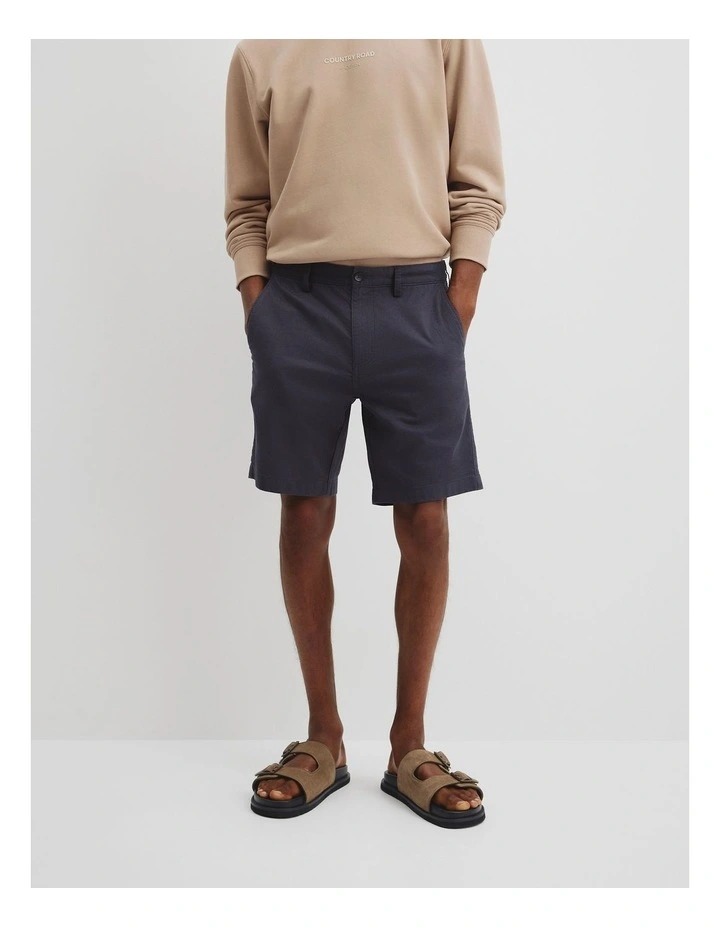 Cotton Stretch Textured Short in Navy image 2