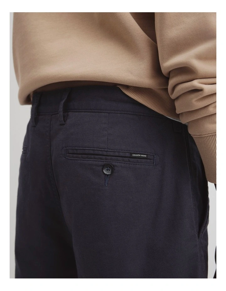Cotton Stretch Textured Short in Navy image 3