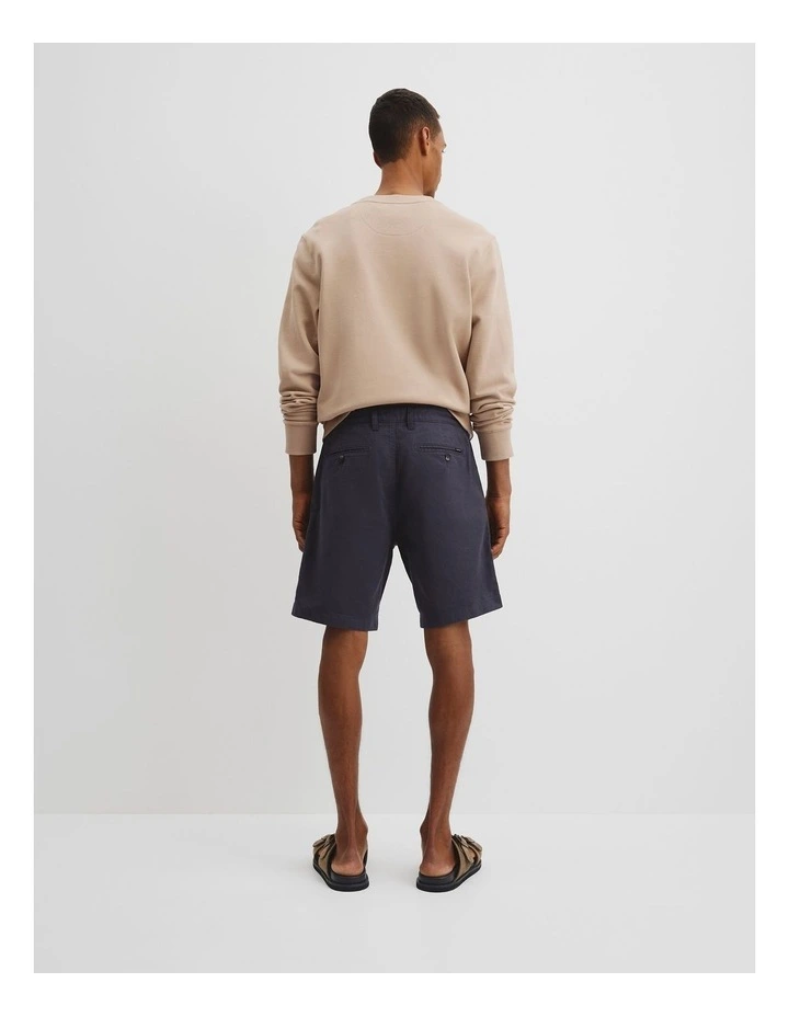 Cotton Stretch Textured Short in Navy image 4
