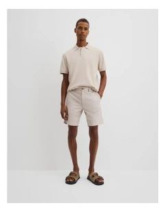 Cotton Stretch Textured Short in Pumice