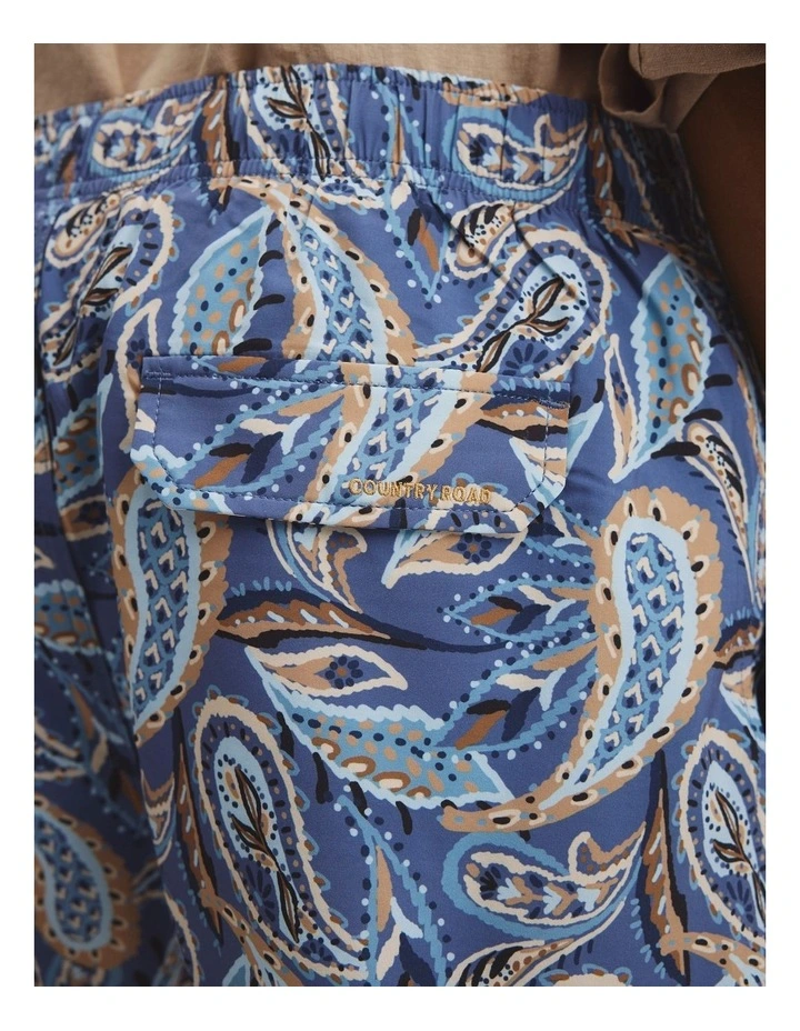 Recycled Polyester Paisley Print Swim Short in Navy Multi image 3