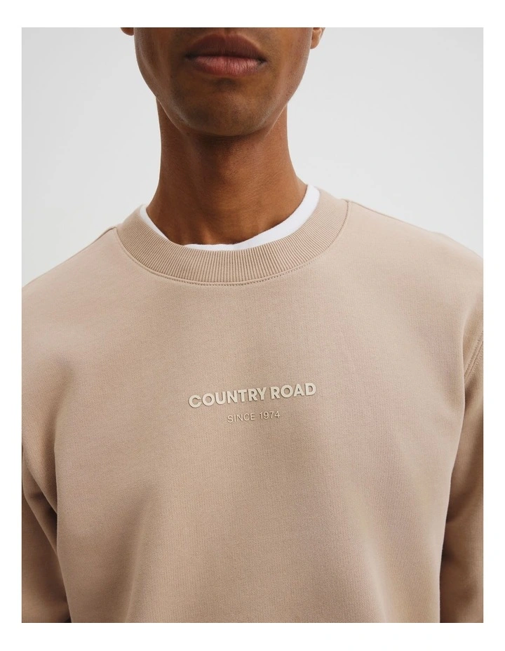 Australian Cotton Modern Logo Sweat in Taupe image 2