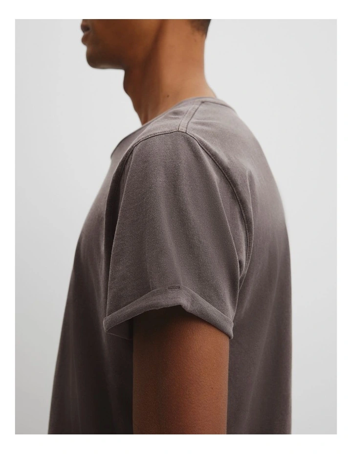 Australian Cotton Longline Garment Dye T-shirt in Volcanic image 2