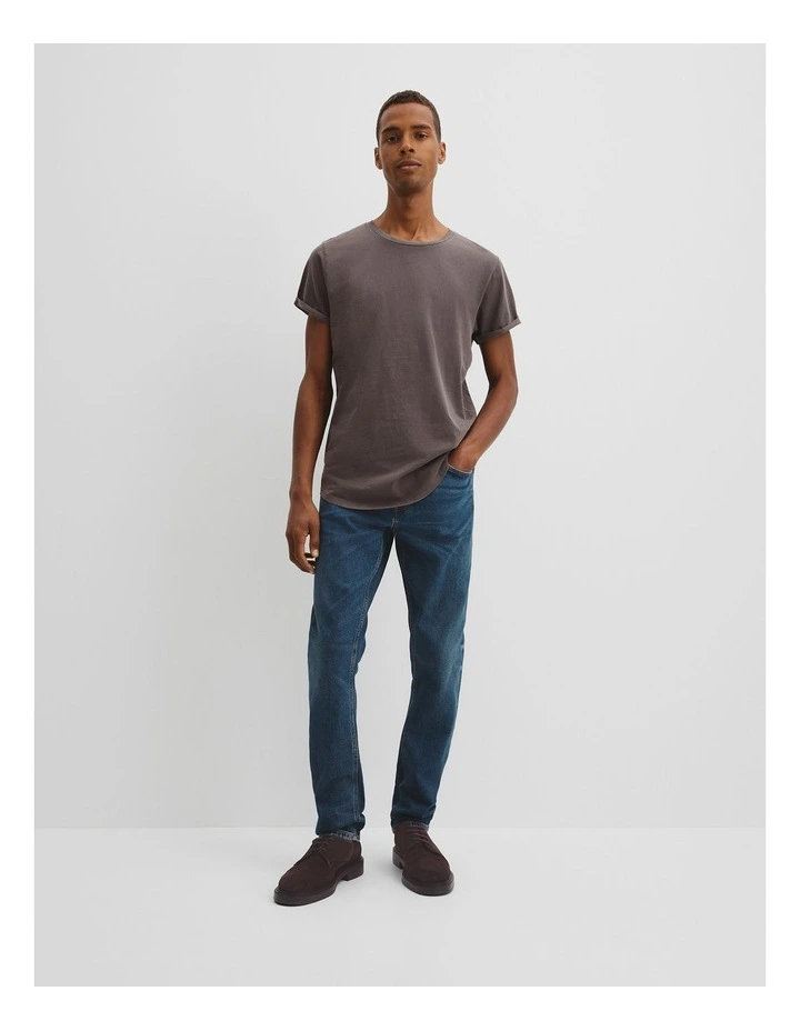 Australian Cotton Longline Garment Dye T-shirt in Volcanic image 3