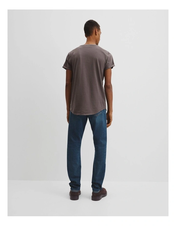 Australian Cotton Longline Garment Dye T-shirt in Volcanic image 4