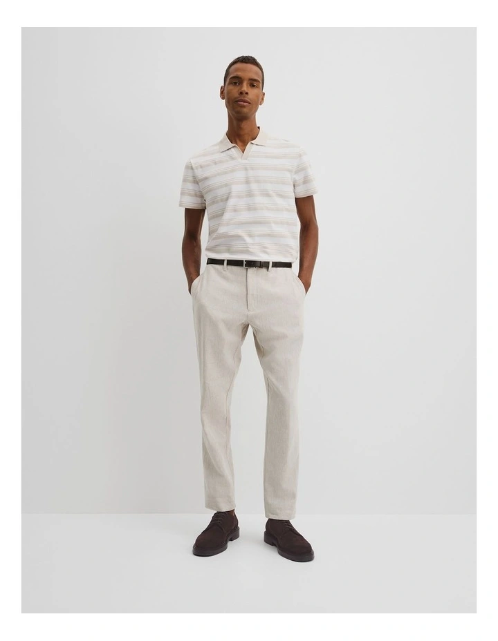 Textured Contrast Trophy Polo T-shirt in White Multi image 3