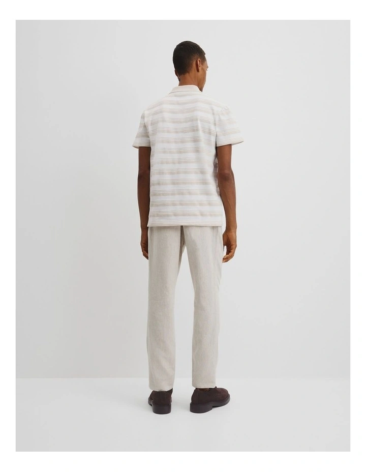 Textured Contrast Trophy Polo T-shirt in White Multi image 4