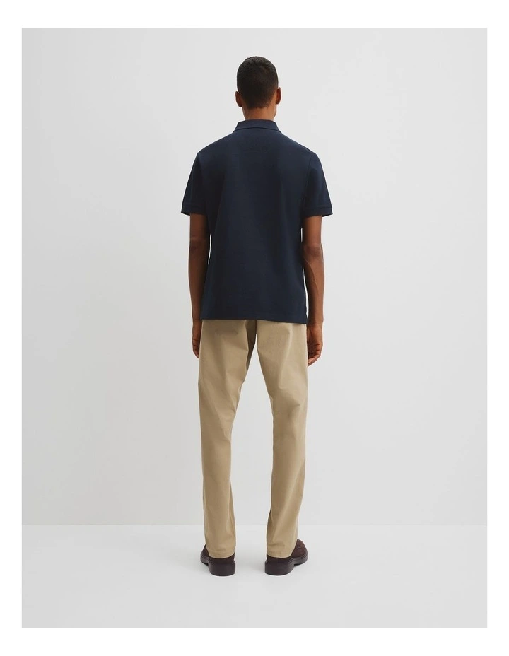 Short Sleeve Australian Cotton Textured Polo T-shirt in Navy image 4