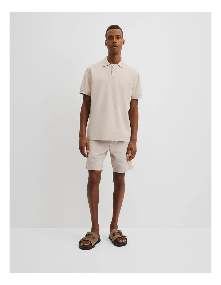 Short Sleeve Australian Cotton Textured Polo T-shirt in Pumice image 3