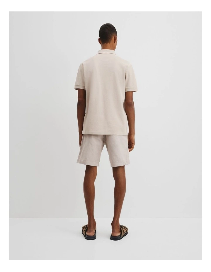 Short Sleeve Australian Cotton Textured Polo T-shirt in Pumice image 4