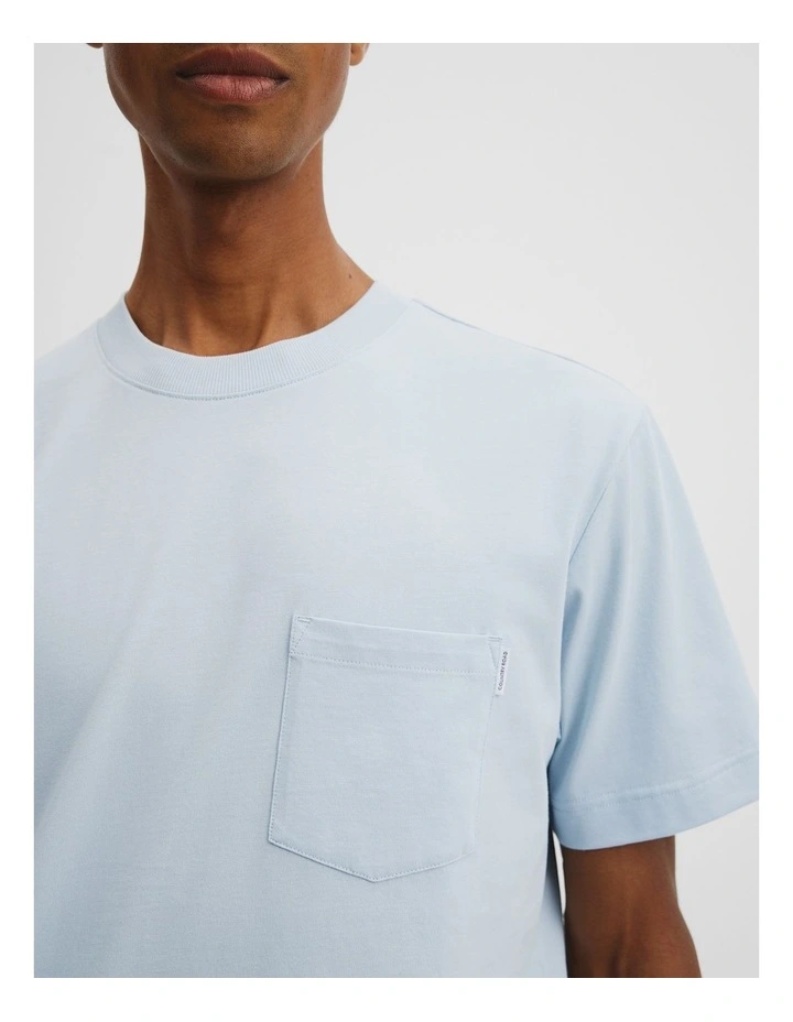 Australian Cotton Pocket Crew T-shirt in Ice Blue image 2
