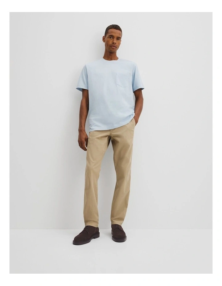 Australian Cotton Pocket Crew T-shirt in Ice Blue image 3