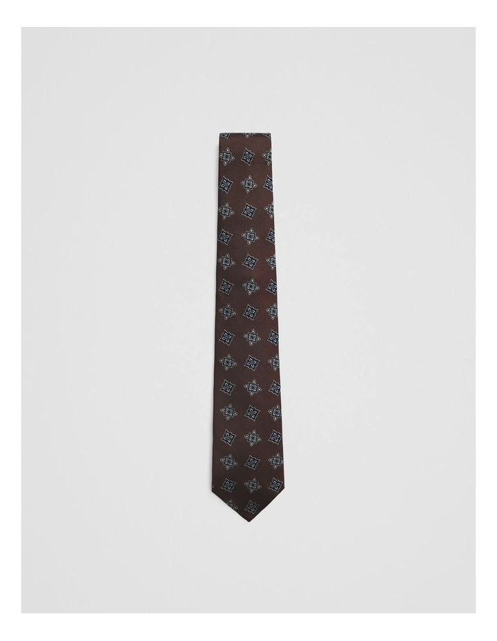Silk Medallion Tie in Chocolate image 1