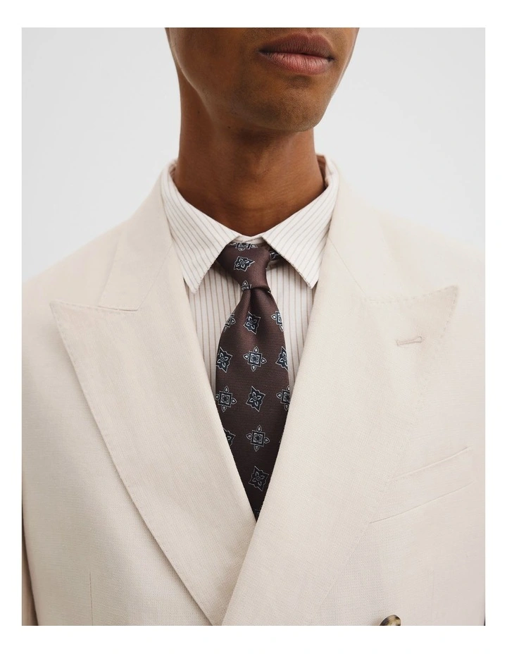 Silk Medallion Tie in Chocolate image 2