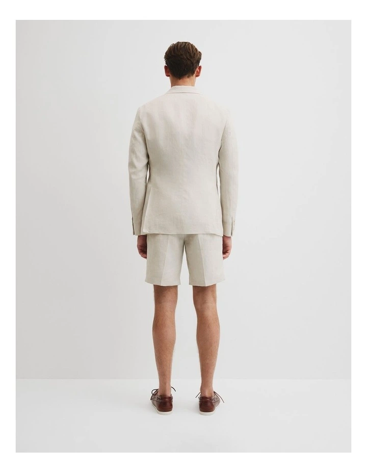 Herringbone Linen Single Breasted Jacket in Ecru image 5