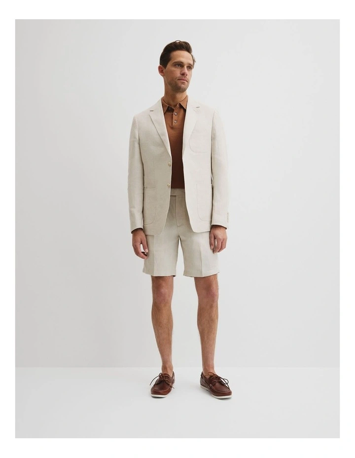 Herringbone Linen Single Breasted Jacket in Ecru image 6