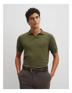 Australian Cotton Blend Silk Trophy Polo in Khaki Green