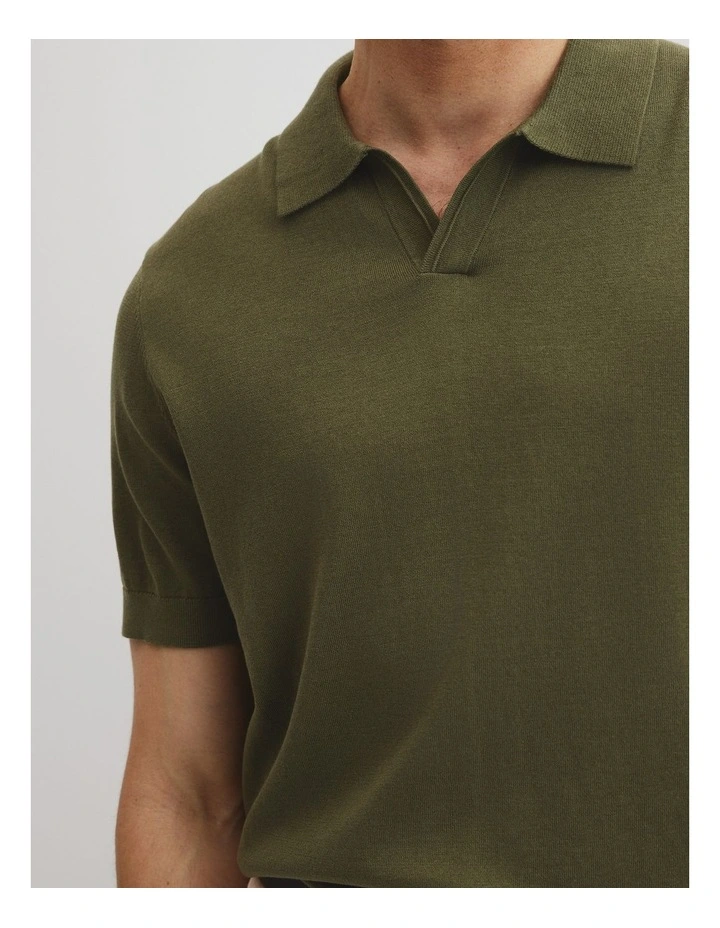 Cotton Silk Trophy Polo in Khaki Green image 2