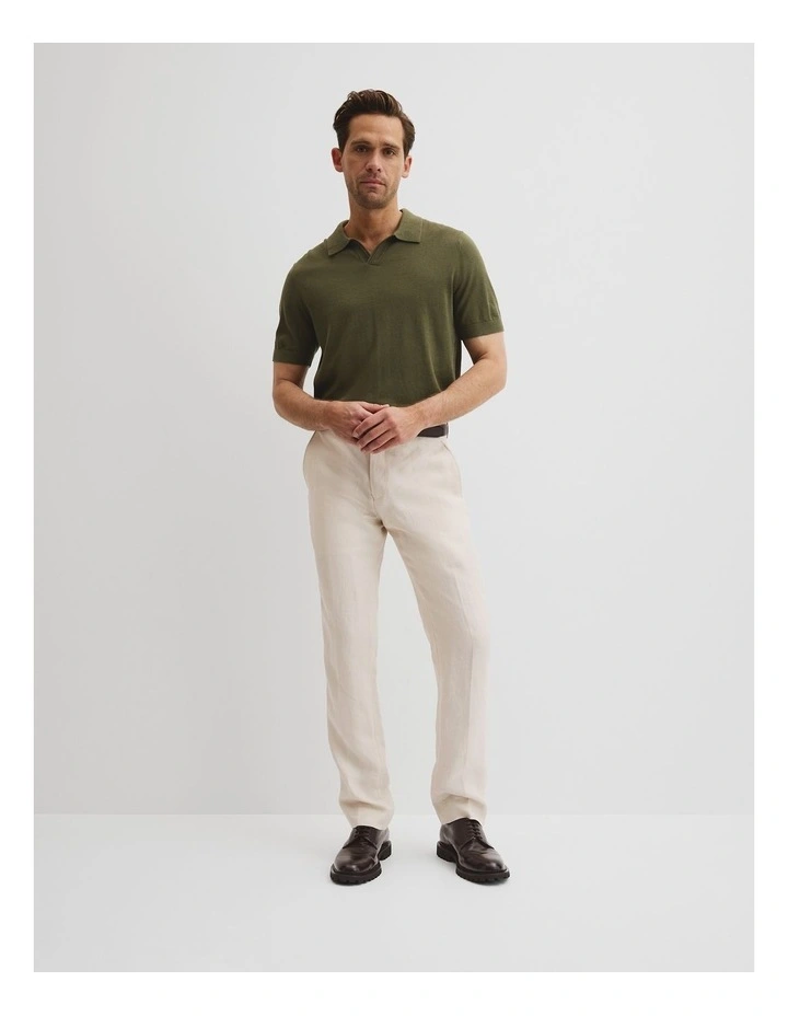 Cotton Silk Trophy Polo in Khaki Green image 3