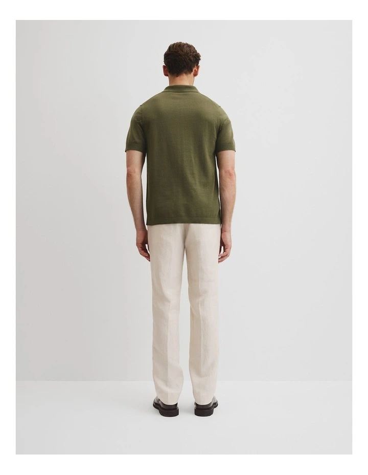 Cotton Silk Trophy Polo in Khaki Green image 4
