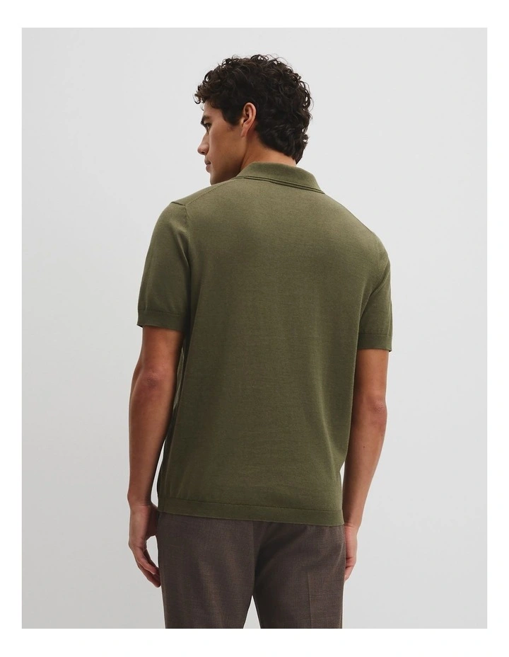 Australian Cotton Blend Silk Trophy Polo in Khaki Green image 5