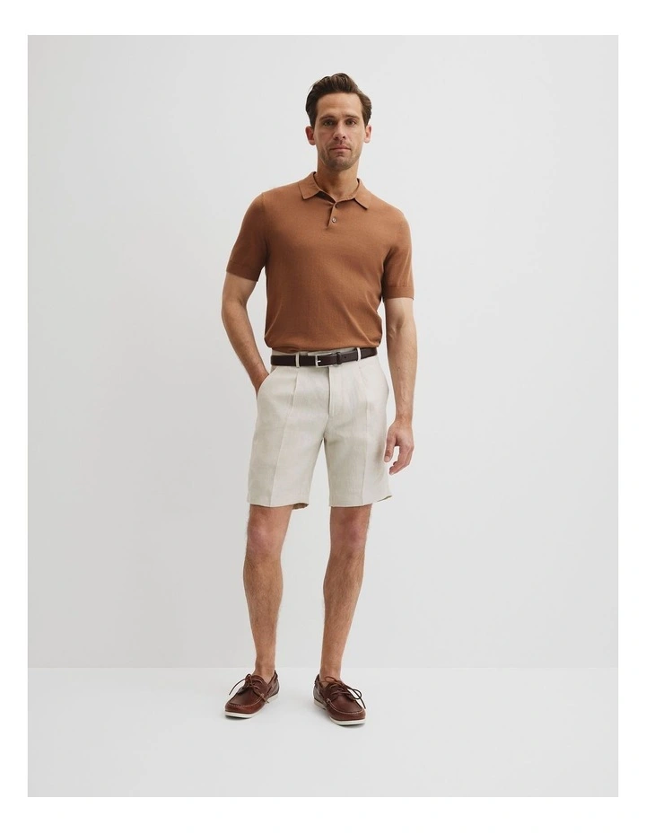 Australian Cotton Blend Silk Button Polo in Honey Melange image 4