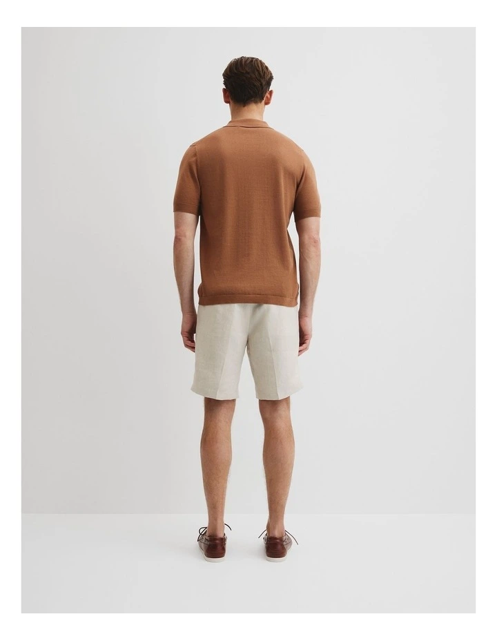 Australian Cotton Blend Silk Button Polo in Honey Melange image 5