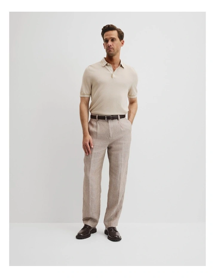 Australian Cotton Silk Tipped Knit Polo in Pumice image 3