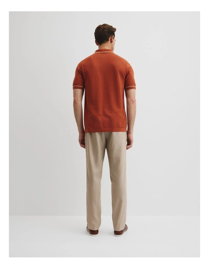 Australian Cotton Silk Tipped Knit Polo in Spice image 4