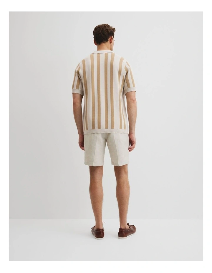 Organically Grown Cotton Stripe Knit Shirt in Taupe image 4