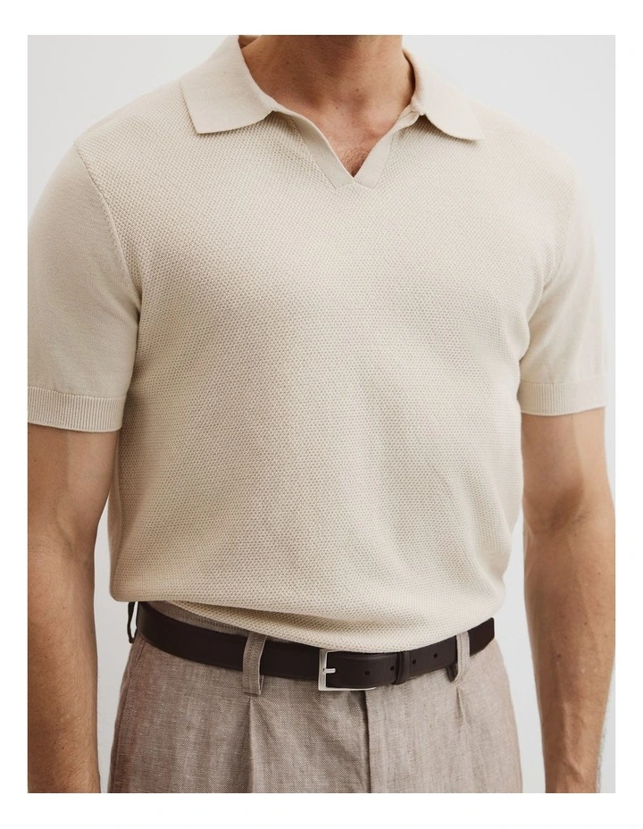 Australian Cotton Textured Knit Polo in Pumice image 2