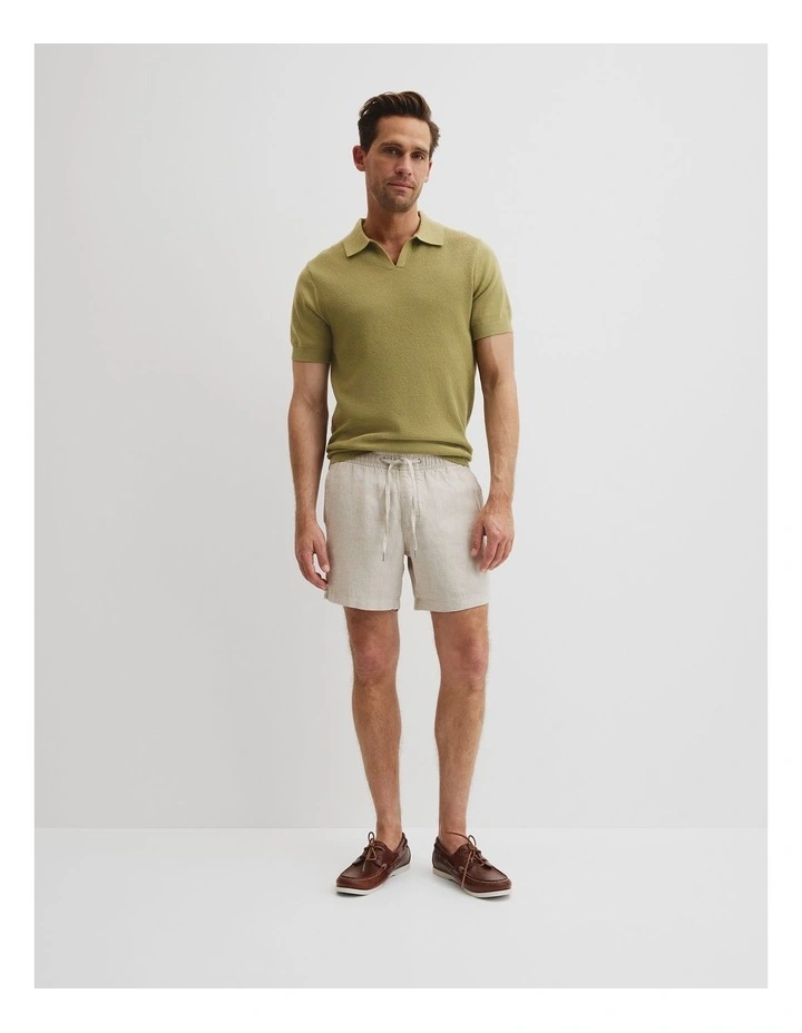 Australian Cotton Textured Knit Polo in Cactus image 1