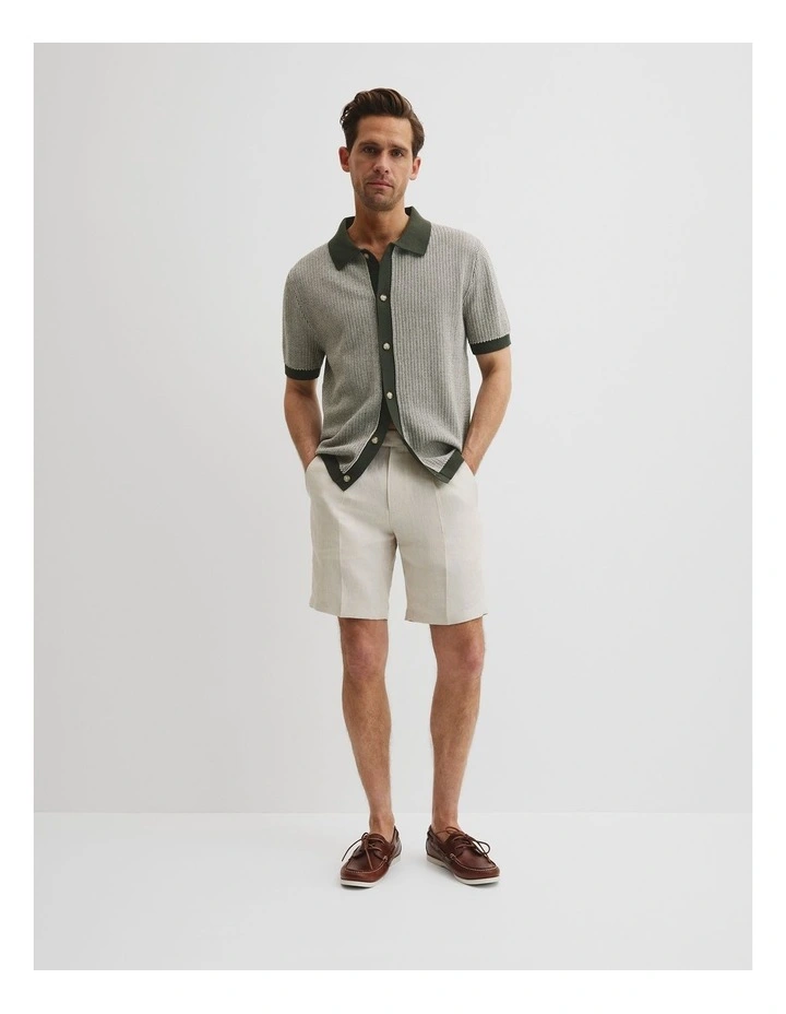 Australian Cotton Textured Knit Shirt in Khaki Green image 3