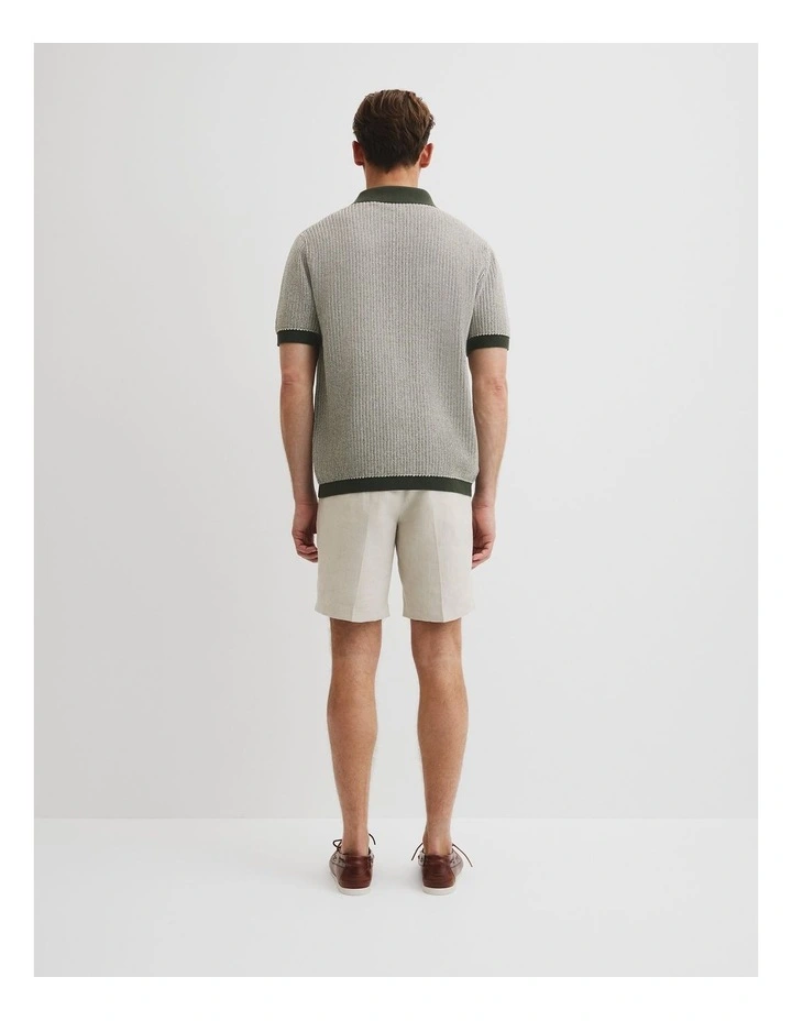 Australian Cotton Textured Knit Shirt in Khaki Green image 4