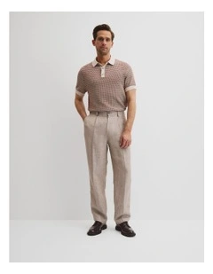 Australian Cotton Textured Knit Polo in Spice