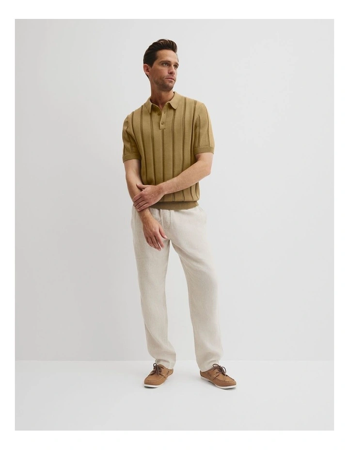 Australian Cotton Stripe Knit Polo in Taupe image 3
